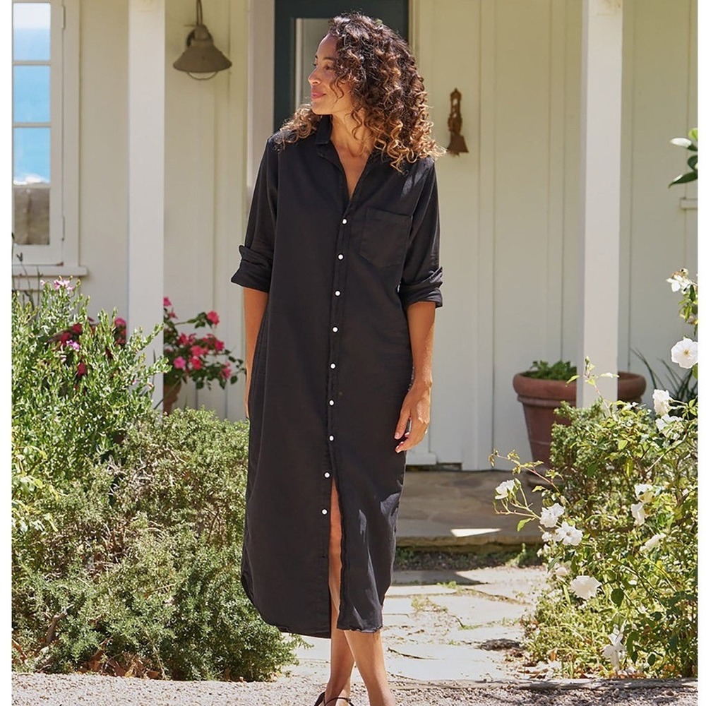 Frank & Eileen Rory‎ Famous Denim Maxi Shirtdress XXS  Black Cotton Minimalist
